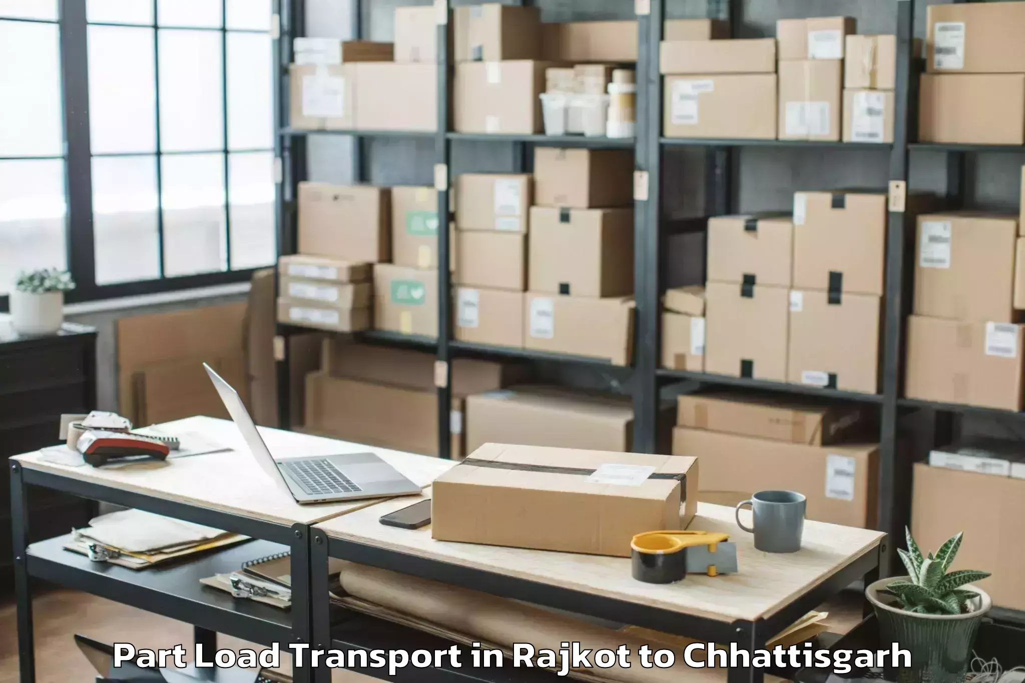 Book Your Rajkot to Op Jindal University Raigarh Part Load Transport Today